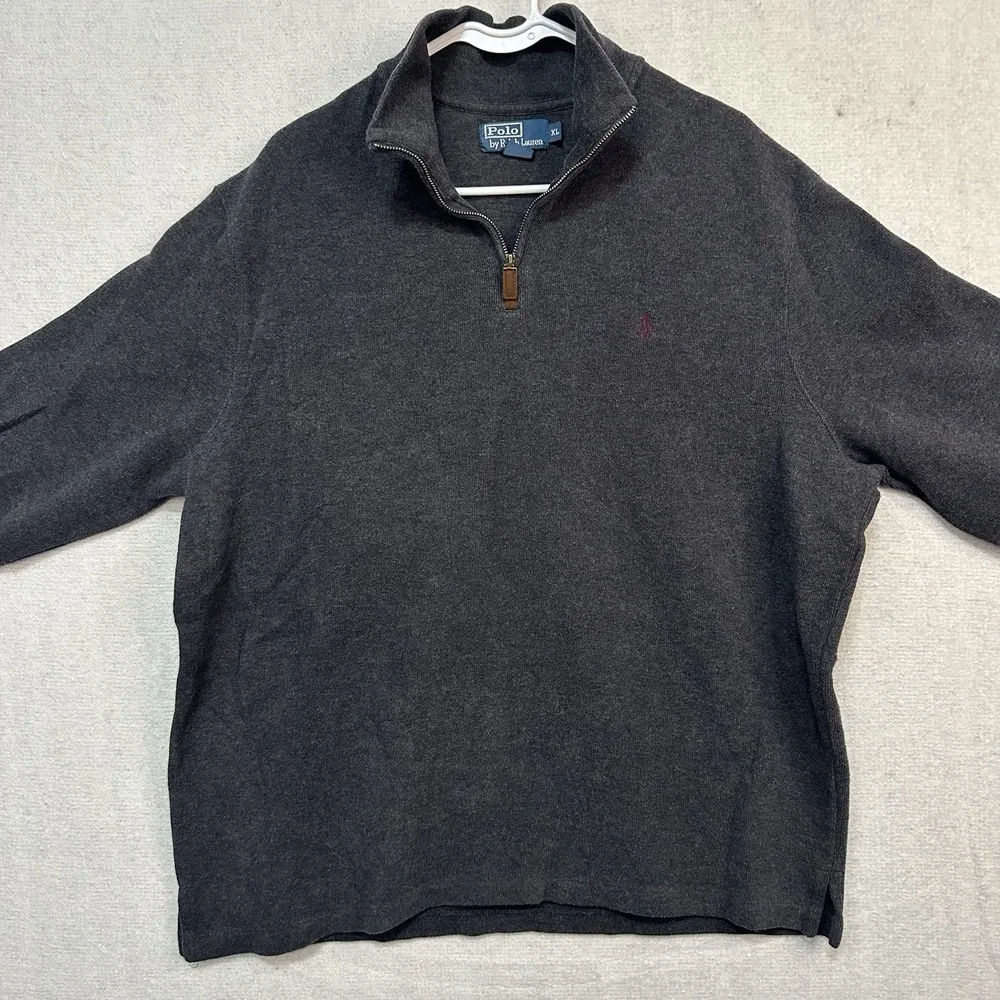 Polo By Ralph‎ Lauren Men's XL Black Pullover Sweater Maroon Pony Cotton